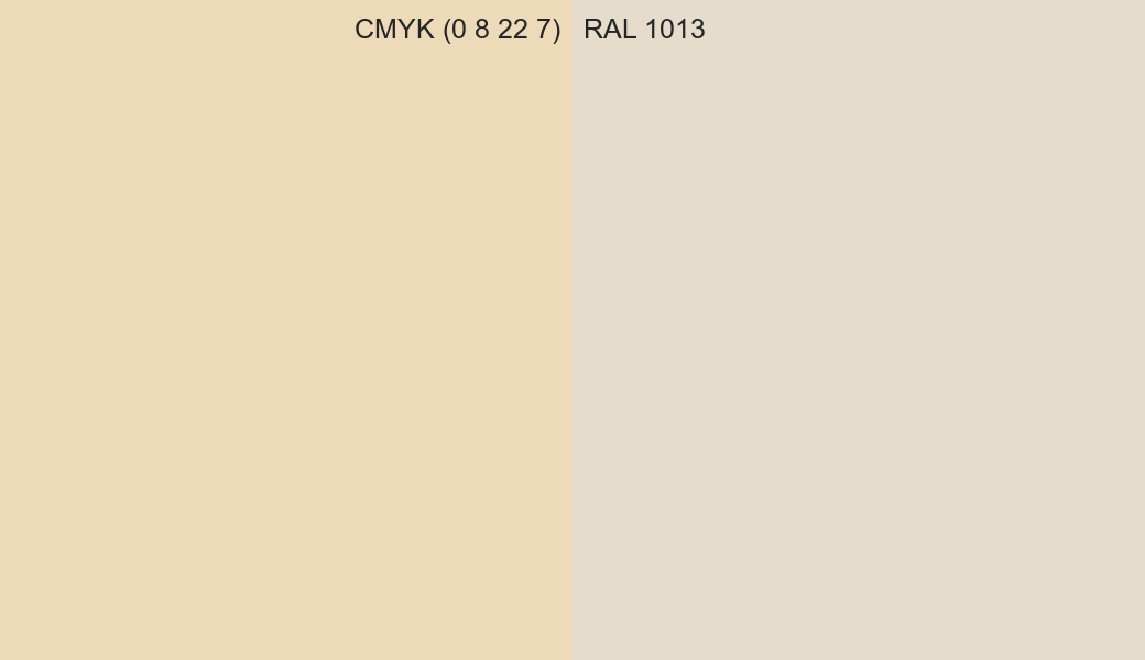 CMYK Color CMYK (0 8 22 7) vs RAL 1013 side by side comparison CMYK Color CMYK (0 8 22 7) vs RAL 1013 side by side comparison