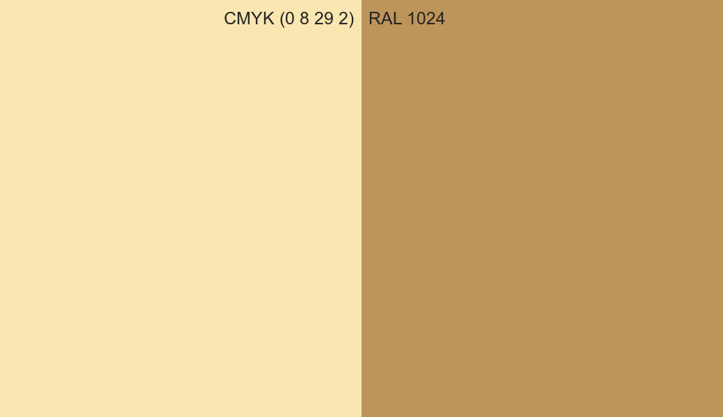 CMYK Color CMYK (0 8 29 2) vs RAL 1024 side by side comparison CMYK Color CMYK (0 8 29 2) vs RAL 1024 side by side comparison