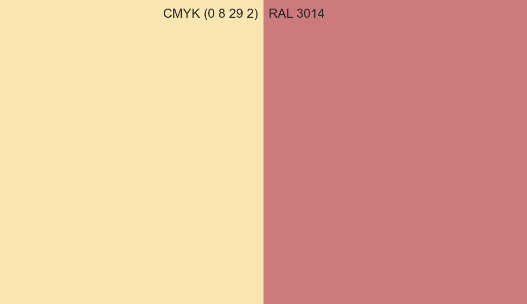 CMYK Color CMYK (0 8 29 2) vs RAL 3014 side by side comparison CMYK Color CMYK (0 8 29 2) vs RAL 3014 side by side comparison