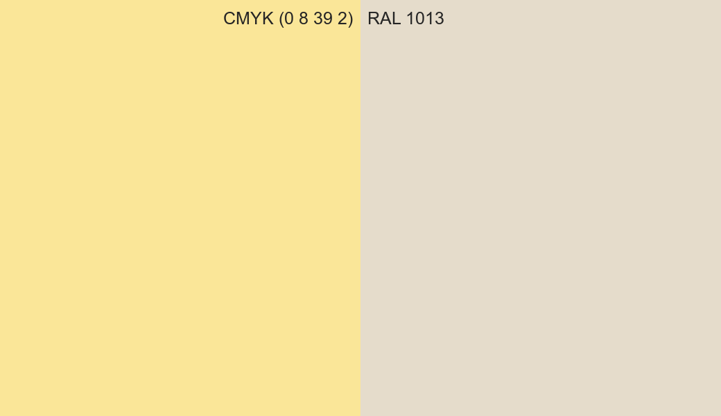 CMYK Color CMYK (0 8 39 2) vs RAL 1013 side by side comparison CMYK Color CMYK (0 8 39 2) vs RAL 1013 side by side comparison