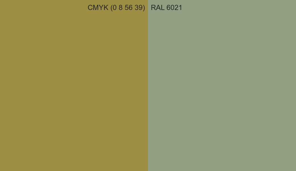 CMYK Color CMYK (0 8 56 39) vs RAL 6021 side by side comparison CMYK Color CMYK (0 8 56 39) vs RAL 6021 side by side comparison