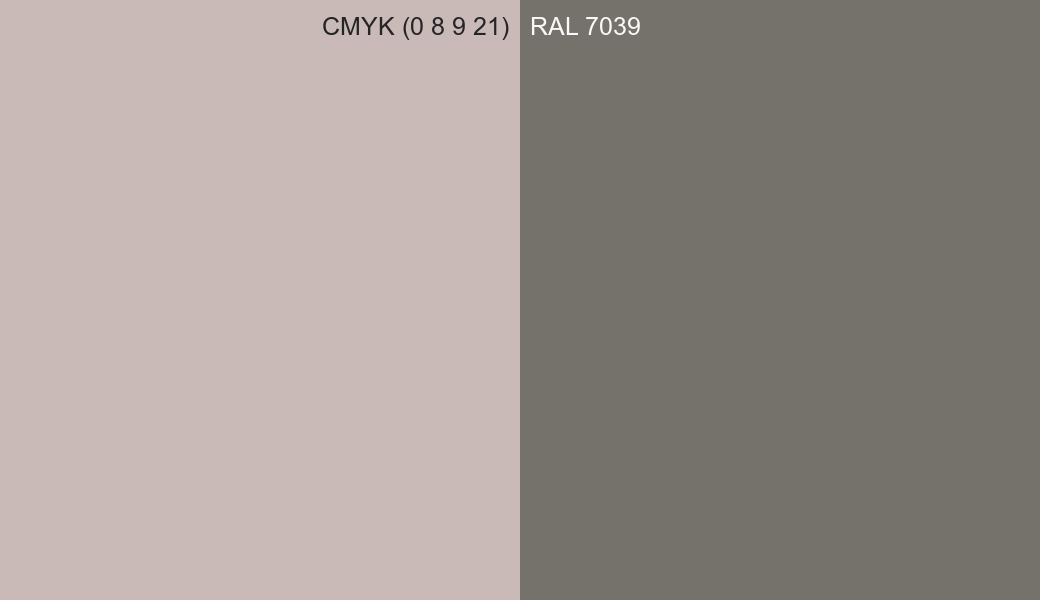CMYK Color CMYK (0 8 9 21) vs RAL 7039 side by side comparison CMYK Color CMYK (0 8 9 21) vs RAL 7039 side by side comparison