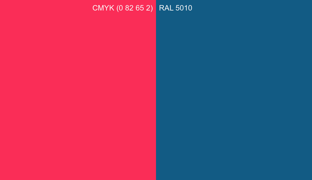 CMYK Color CMYK (0 82 65 2) vs RAL 5010 side by side comparison CMYK Color CMYK (0 82 65 2) vs RAL 5010 side by side comparison