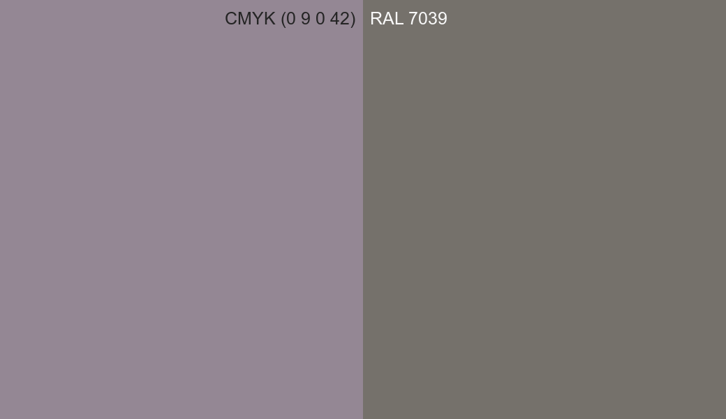 CMYK Color CMYK (0 9 0 42) vs RAL 7039 side by side comparison CMYK Color CMYK (0 9 0 42) vs RAL 7039 side by side comparison