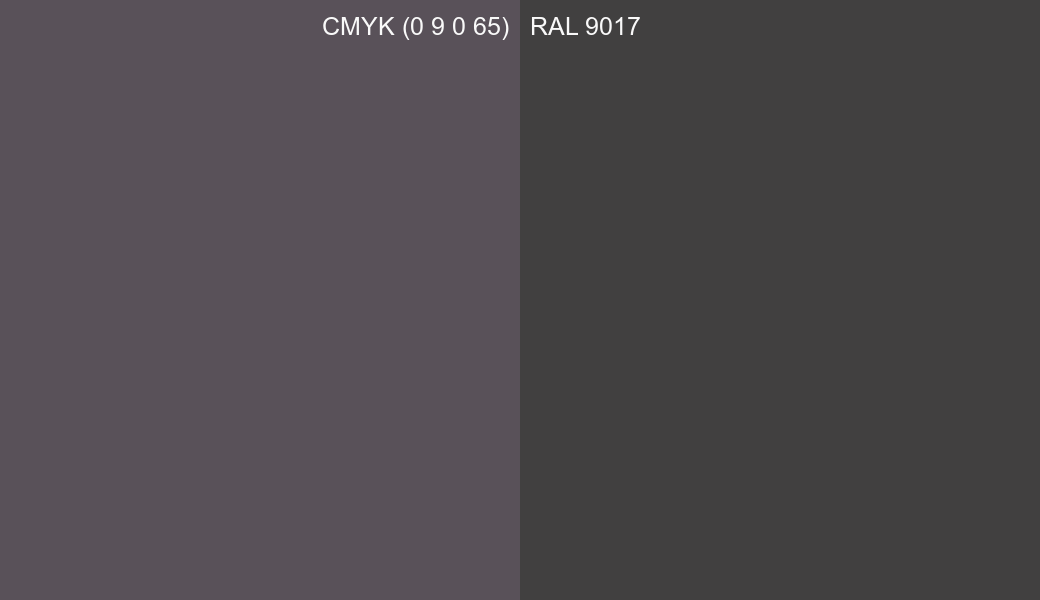 CMYK Color CMYK (0 9 0 65) vs RAL 9017 side by side comparison CMYK Color CMYK (0 9 0 65) vs RAL 9017 side by side comparison