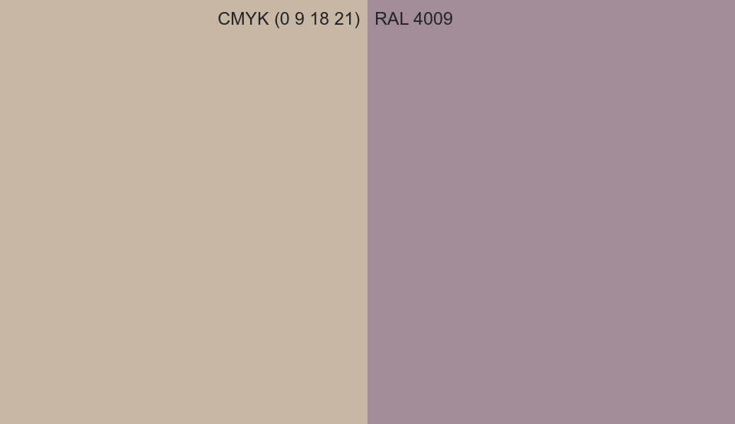 CMYK Color CMYK (0 9 18 21) vs RAL 4009 side by side comparison CMYK Color CMYK (0 9 18 21) vs RAL 4009 side by side comparison