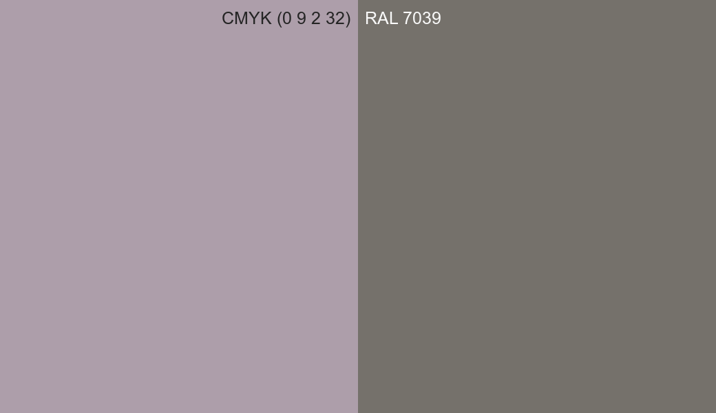 CMYK Color CMYK (0 9 2 32) vs RAL 7039 side by side comparison CMYK Color CMYK (0 9 2 32) vs RAL 7039 side by side comparison