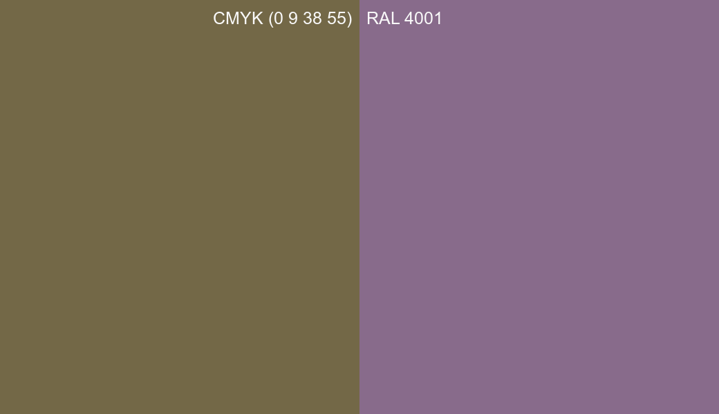 CMYK Color CMYK (0 9 38 55) vs RAL 4001 side by side comparison CMYK Color CMYK (0 9 38 55) vs RAL 4001 side by side comparison