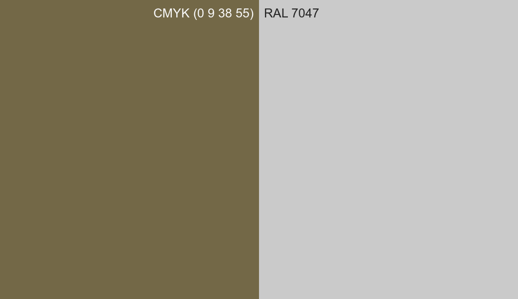 CMYK Color CMYK (0 9 38 55) vs RAL 7047 side by side comparison CMYK Color CMYK (0 9 38 55) vs RAL 7047 side by side comparison