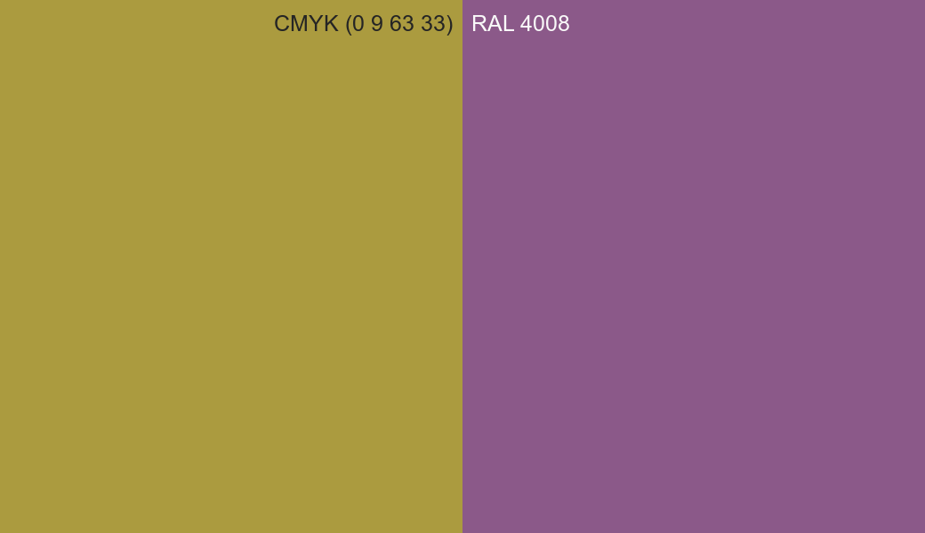 CMYK Color CMYK (0 9 63 33) vs RAL 4008 side by side comparison CMYK Color CMYK (0 9 63 33) vs RAL 4008 side by side comparison