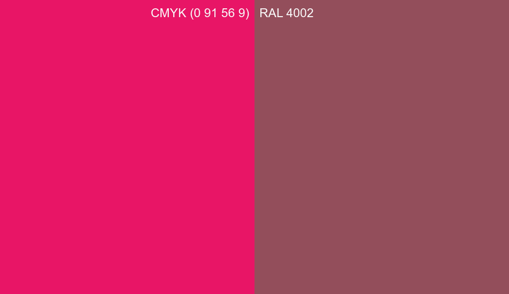 CMYK Color CMYK (0 91 56 9) vs RAL 4002 side by side comparison CMYK Color CMYK (0 91 56 9) vs RAL 4002 side by side comparison
