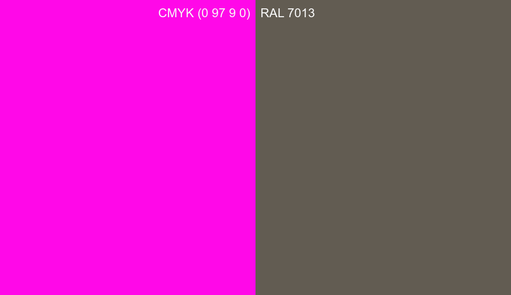 CMYK Color CMYK (0 97 9 0) vs RAL 7013 side by side comparison CMYK Color CMYK (0 97 9 0) vs RAL 7013 side by side comparison
