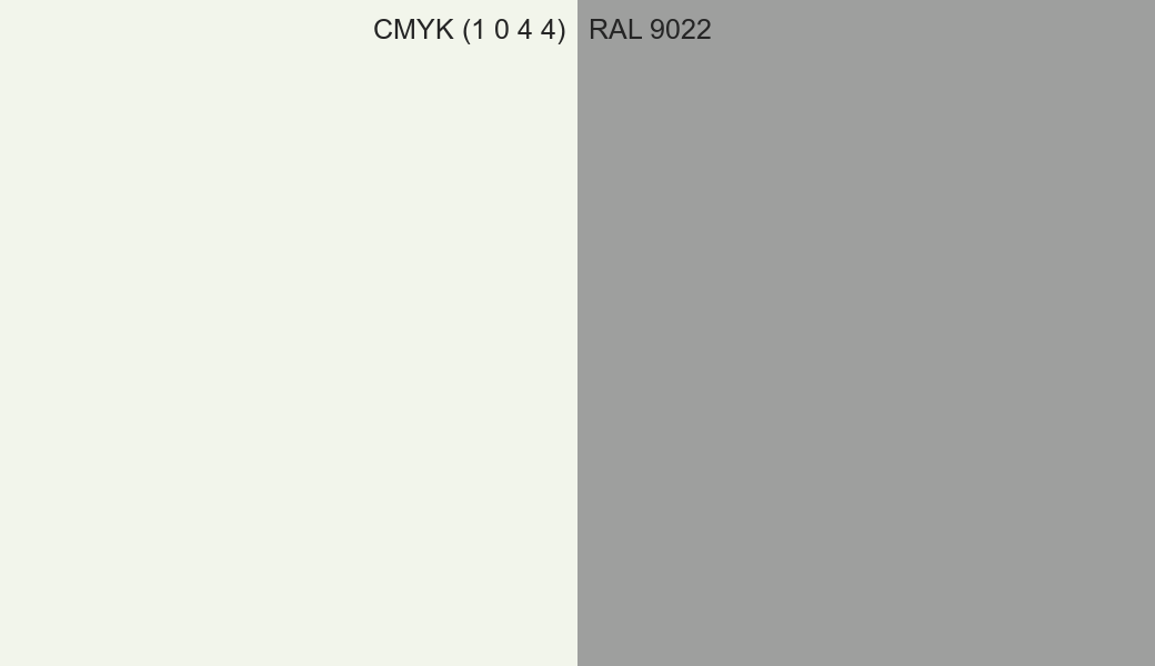 CMYK Color CMYK (1 0 4 4) vs RAL 9022 side by side comparison CMYK Color CMYK (1 0 4 4) vs RAL 9022 side by side comparison