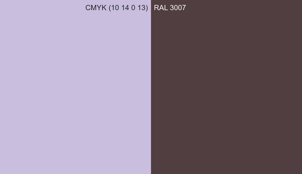 CMYK Color CMYK (10 14 0 13) vs RAL 3007 side by side comparison CMYK Color CMYK (10 14 0 13) vs RAL 3007 side by side comparison