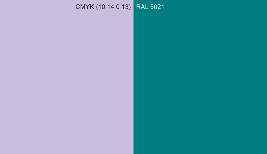 CMYK Color CMYK (10 14 0 13) vs RAL 5021 side by side comparison CMYK Color CMYK (10 14 0 13) vs RAL 5021 side by side comparison