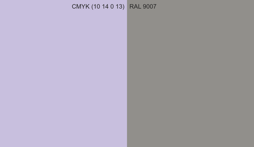 CMYK Color CMYK (10 14 0 13) vs RAL 9007 side by side comparison CMYK Color CMYK (10 14 0 13) vs RAL 9007 side by side comparison