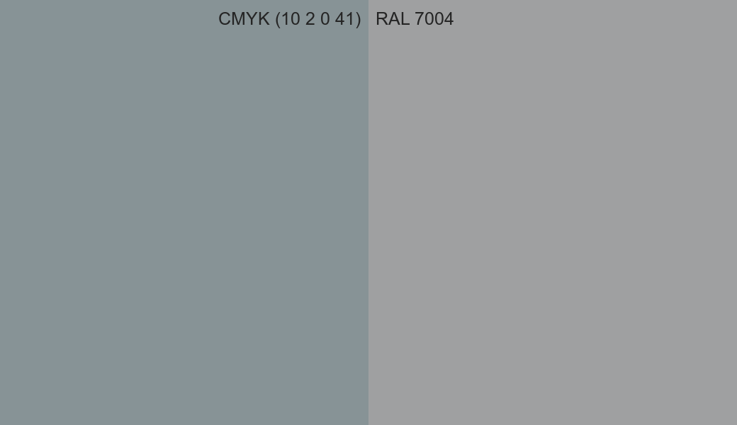 CMYK Color CMYK (10 2 0 41) vs RAL 7004 side by side comparison CMYK Color CMYK (10 2 0 41) vs RAL 7004 side by side comparison