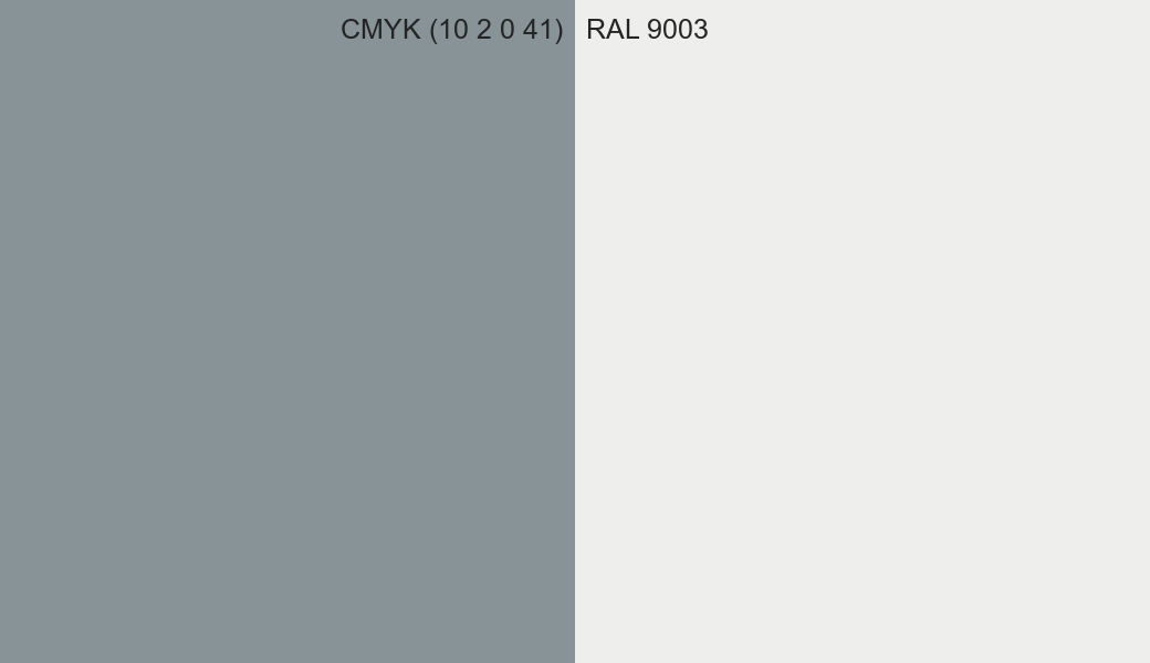 CMYK Color CMYK (10 2 0 41) vs RAL 9003 side by side comparison CMYK Color CMYK (10 2 0 41) vs RAL 9003 side by side comparison