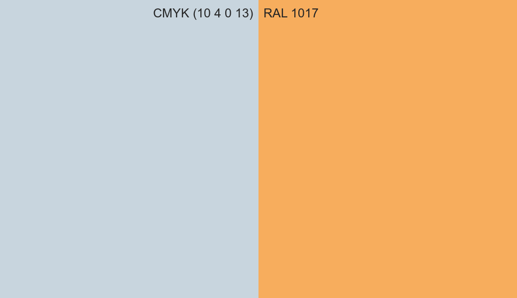CMYK Color CMYK (10 4 0 13) vs RAL 1017 side by side comparison CMYK Color CMYK (10 4 0 13) vs RAL 1017 side by side comparison