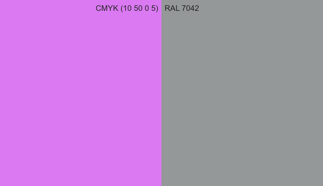 CMYK Color CMYK (10 50 0 5) vs RAL 7042 side by side comparison CMYK Color CMYK (10 50 0 5) vs RAL 7042 side by side comparison