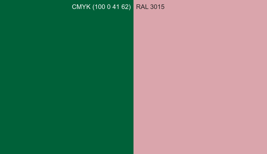 CMYK Color CMYK (100 0 41 62) vs RAL 3015 side by side comparison CMYK Color CMYK (100 0 41 62) vs RAL 3015 side by side comparison