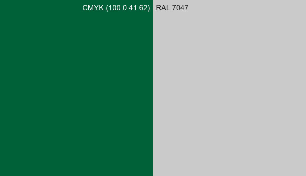 CMYK Color CMYK (100 0 41 62) vs RAL 7047 side by side comparison CMYK Color CMYK (100 0 41 62) vs RAL 7047 side by side comparison