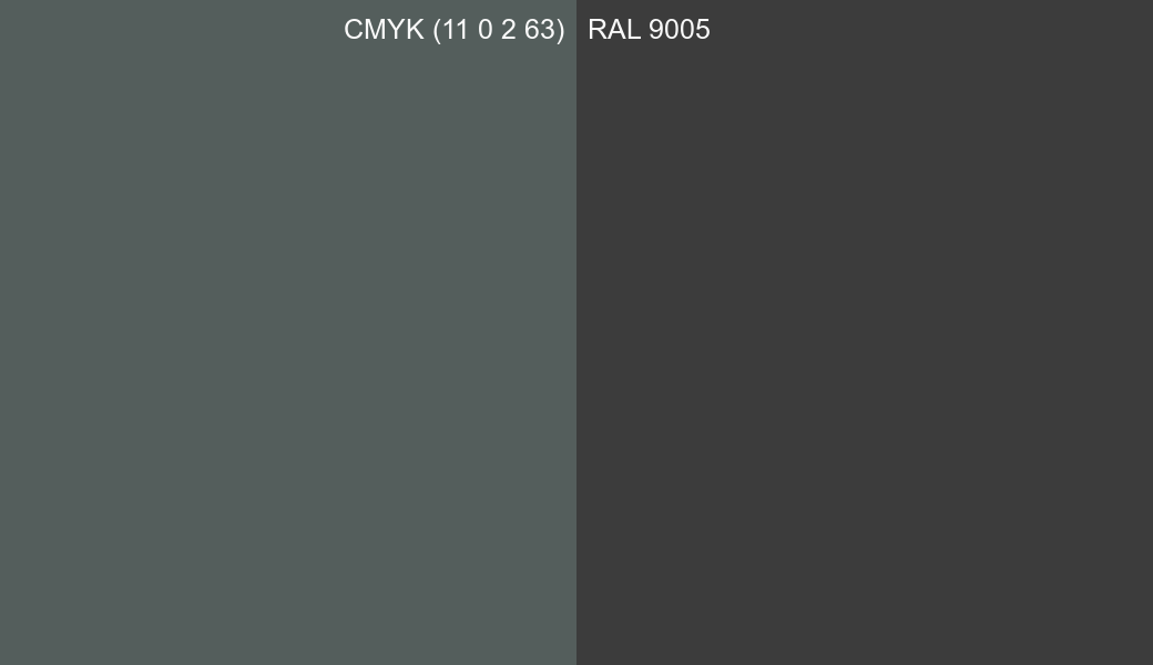 CMYK Color CMYK (11 0 2 63) vs RAL 9005 side by side comparison CMYK Color CMYK (11 0 2 63) vs RAL 9005 side by side comparison