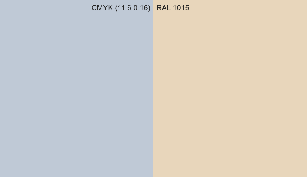 CMYK Color CMYK (11 6 0 16) vs RAL 1015 side by side comparison CMYK Color CMYK (11 6 0 16) vs RAL 1015 side by side comparison