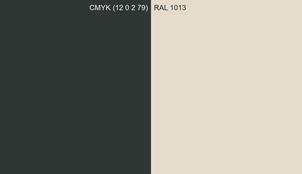 CMYK Color CMYK (12 0 2 79) vs RAL 1013 side by side comparison CMYK Color CMYK (12 0 2 79) vs RAL 1013 side by side comparison
