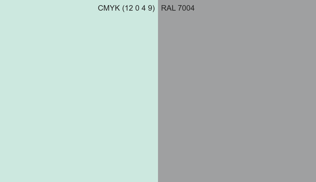 CMYK Color CMYK (12 0 4 9) vs RAL 7004 side by side comparison CMYK Color CMYK (12 0 4 9) vs RAL 7004 side by side comparison