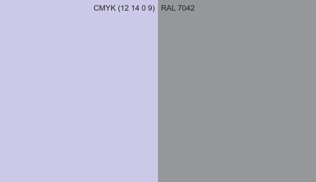 CMYK Color CMYK (12 14 0 9) vs RAL 7042 side by side comparison CMYK Color CMYK (12 14 0 9) vs RAL 7042 side by side comparison