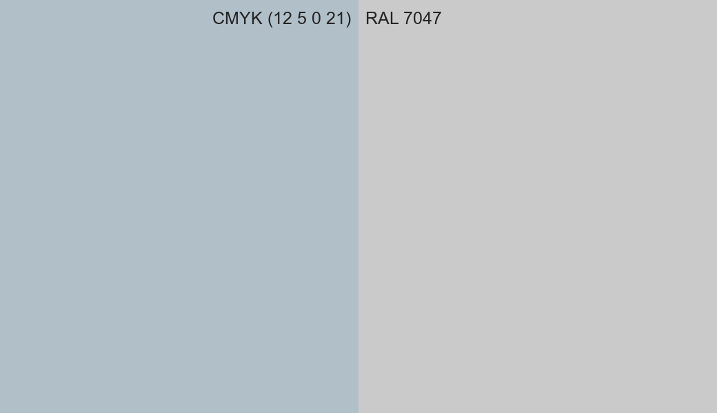 CMYK Color CMYK (12 5 0 21) vs RAL 7047 side by side comparison CMYK Color CMYK (12 5 0 21) vs RAL 7047 side by side comparison