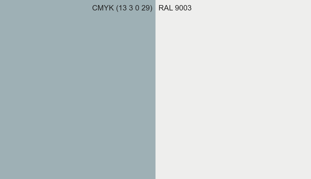 CMYK Color CMYK (13 3 0 29) vs RAL 9003 side by side comparison CMYK Color CMYK (13 3 0 29) vs RAL 9003 side by side comparison
