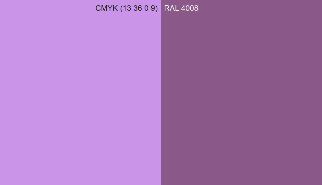 CMYK Color CMYK (13 36 0 9) vs RAL 4008 side by side comparison CMYK Color CMYK (13 36 0 9) vs RAL 4008 side by side comparison
