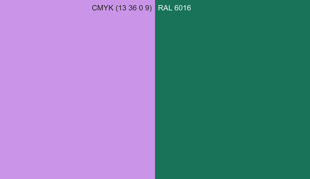 CMYK Color CMYK (13 36 0 9) vs RAL 6016 side by side comparison CMYK Color CMYK (13 36 0 9) vs RAL 6016 side by side comparison