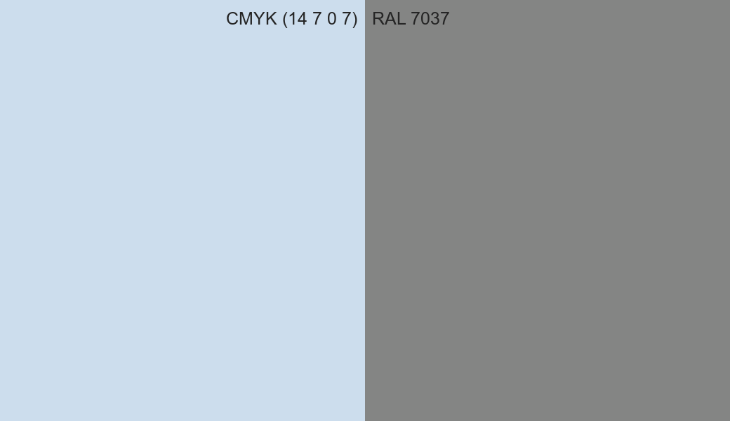 CMYK Color CMYK (14 7 0 7) vs RAL 7037 side by side comparison CMYK Color CMYK (14 7 0 7) vs RAL 7037 side by side comparison