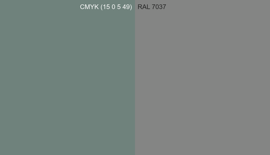 CMYK Color CMYK (15 0 5 49) vs RAL 7037 side by side comparison CMYK Color CMYK (15 0 5 49) vs RAL 7037 side by side comparison