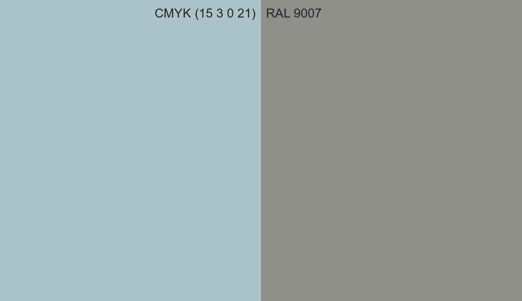 CMYK Color CMYK (15 3 0 21) vs RAL 9007 side by side comparison CMYK Color CMYK (15 3 0 21) vs RAL 9007 side by side comparison