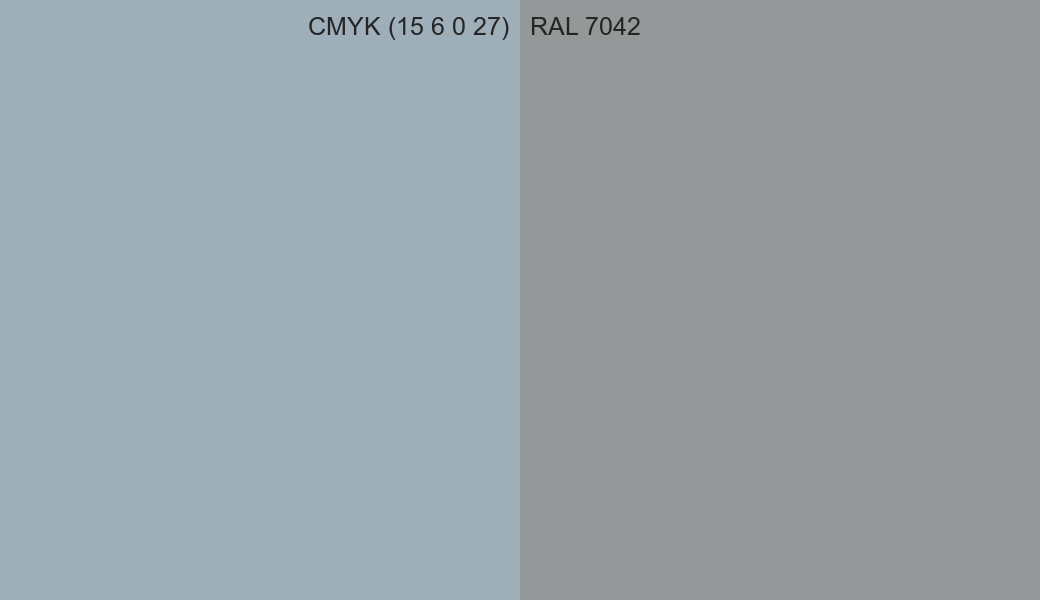 CMYK Color CMYK (15 6 0 27) vs RAL 7042 side by side comparison CMYK Color CMYK (15 6 0 27) vs RAL 7042 side by side comparison
