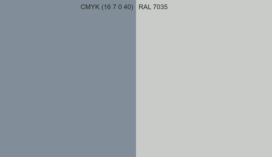 CMYK Color CMYK (16 7 0 40) vs RAL 7035 side by side comparison CMYK Color CMYK (16 7 0 40) vs RAL 7035 side by side comparison