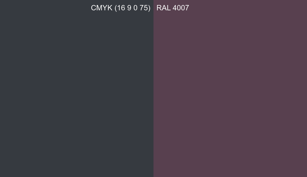 CMYK Color CMYK (16 9 0 75) vs RAL 4007 side by side comparison CMYK Color CMYK (16 9 0 75) vs RAL 4007 side by side comparison