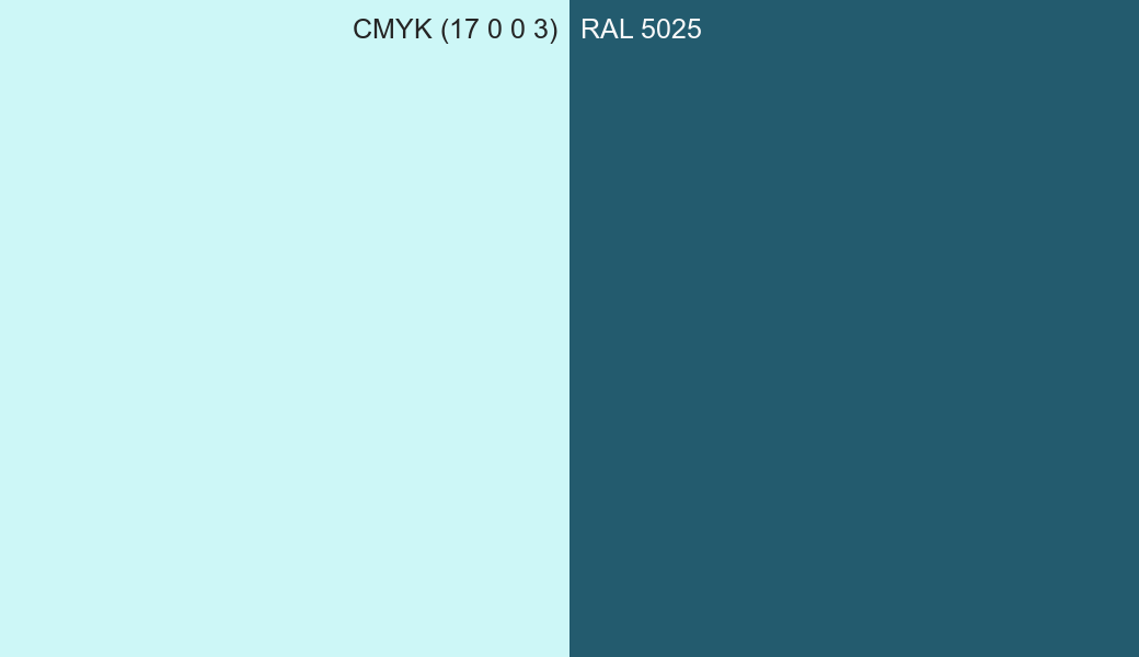 CMYK Color CMYK (17 0 0 3) vs RAL 5025 side by side comparison CMYK Color CMYK (17 0 0 3) vs RAL 5025 side by side comparison