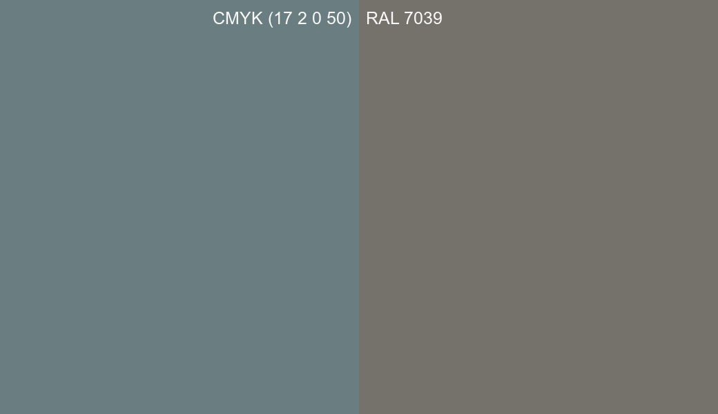 CMYK Color CMYK (17 2 0 50) vs RAL 7039 side by side comparison CMYK Color CMYK (17 2 0 50) vs RAL 7039 side by side comparison