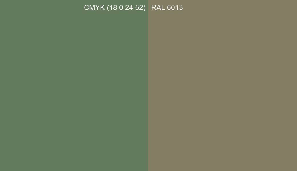 CMYK Color CMYK (18 0 24 52) vs RAL 6013 side by side comparison CMYK Color CMYK (18 0 24 52) vs RAL 6013 side by side comparison