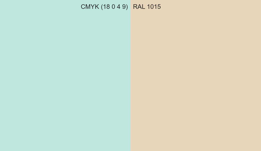 CMYK Color CMYK (18 0 4 9) vs RAL 1015 side by side comparison CMYK Color CMYK (18 0 4 9) vs RAL 1015 side by side comparison