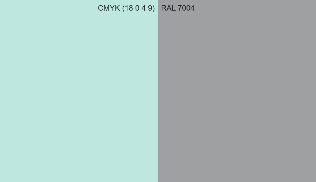 CMYK Color CMYK (18 0 4 9) vs RAL 7004 side by side comparison CMYK Color CMYK (18 0 4 9) vs RAL 7004 side by side comparison