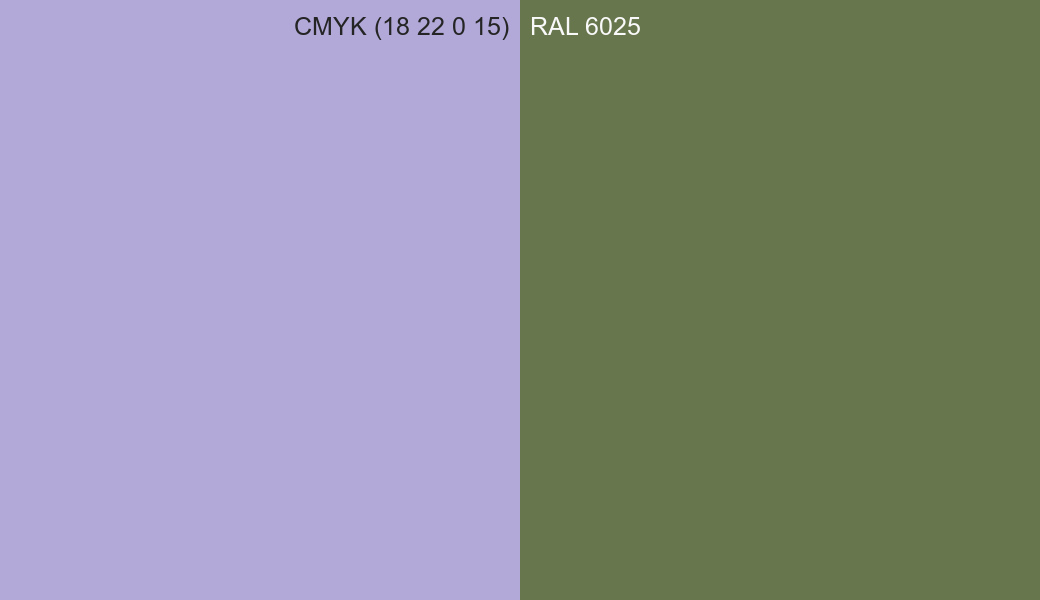 CMYK Color CMYK (18 22 0 15) vs RAL 6025 side by side comparison CMYK Color CMYK (18 22 0 15) vs RAL 6025 side by side comparison