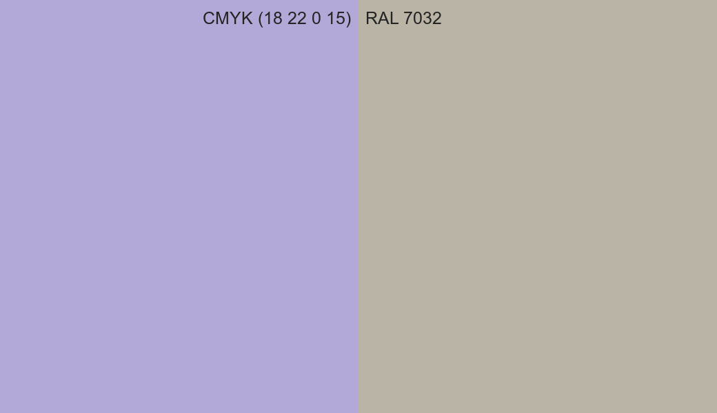 CMYK Color CMYK (18 22 0 15) vs RAL 7032 side by side comparison CMYK Color CMYK (18 22 0 15) vs RAL 7032 side by side comparison