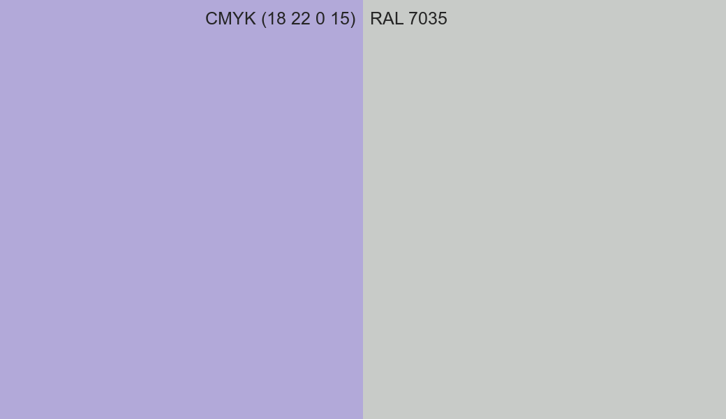 CMYK Color CMYK (18 22 0 15) vs RAL 7035 side by side comparison CMYK Color CMYK (18 22 0 15) vs RAL 7035 side by side comparison