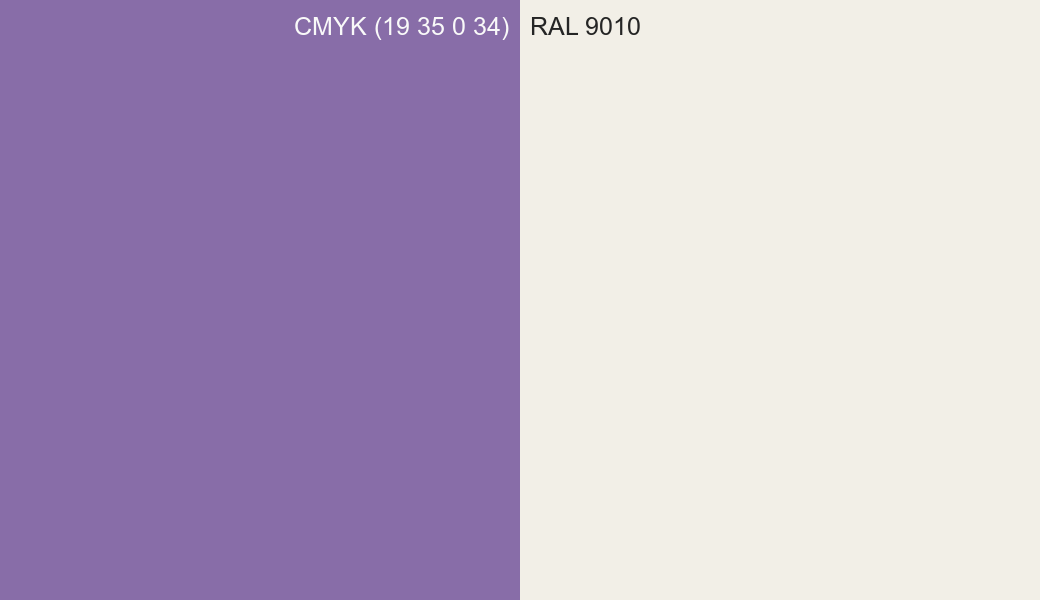 CMYK Color CMYK (19 35 0 34) vs RAL 9010 side by side comparison CMYK Color CMYK (19 35 0 34) vs RAL 9010 side by side comparison